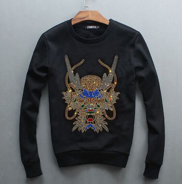 

rhinestones sweatshirt hoodie 2021 new sweatshirt hoodie asian size m-4xl, Black