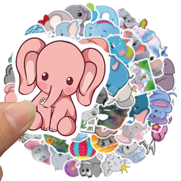 50 PCS Mixed Graffiti adesivi per skateboard Cartone animato animale elefante Per auto Laptop Frigo Casco Pad Bicicletta Bici Moto PS4 libro Chitarra Pvc Decal