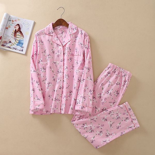 

women's sleepwear winter pajamas women 100% cotton wool pijamas pink floral long sleeve pyjamas womens pijama mujer pajama set tro, Black;red