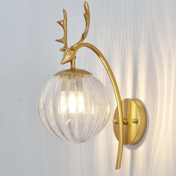 

creative nordic indoor wall lamp glass ball living room bedroom bedside post modern mirror light interior lights