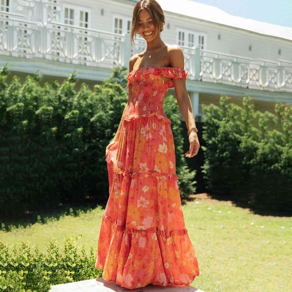 

casual dresses summer off shoulder women bohemian floral print long dress boho beach maxi sundress vestidos 5u5f, Black;gray