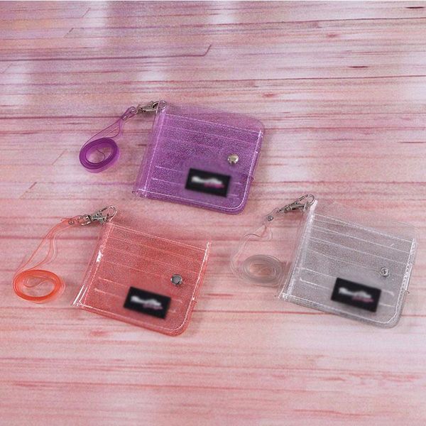 

card holders transparent women purse pvc clear jelly bag holder wallet ladies fashion clutch, Brown;gray