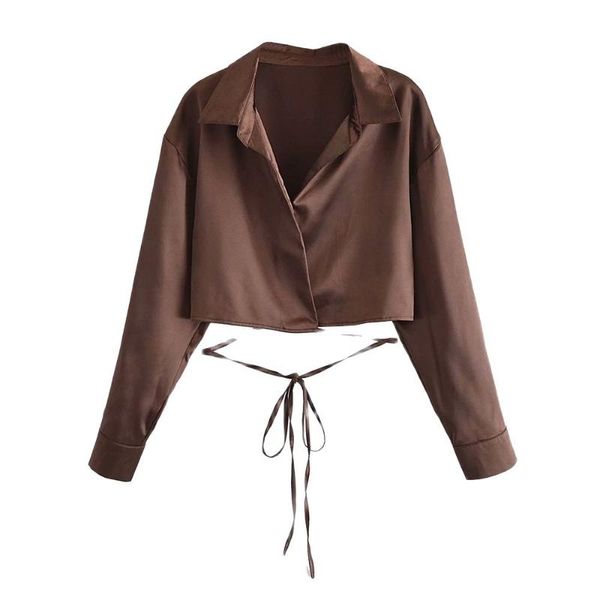 

women's blouses & shirts 2021 three-quarter sleeve retro lapel long blouse chic, White