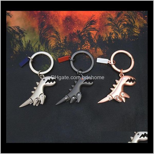 Portachiavi Fashion Aessories Drop Delivery 2021 Creativo 3D Dinosaur Chain Portachiavi Anello per uomo Novità Gingillo Chiave in lega di zinco di alta qualità H