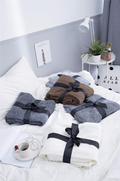 

blankets cotton weave blanket home decoration cozy soft comfort for all season king size 180*200cm