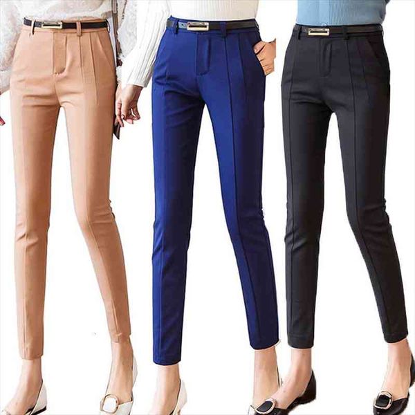 

trousers women ankle-length capris female leggings pantalon femme workwear slim high waist elastic casual woman pants, Black;white