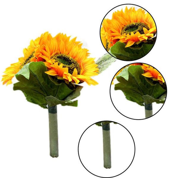 

artificial sunflower bride holding flower simulation fake bouquet for home wedding party diy decorative flowers & wreaths