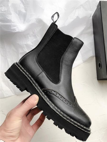 

boots solid color season keep hollow out coarse heel warm cloth genuine leather short, Black