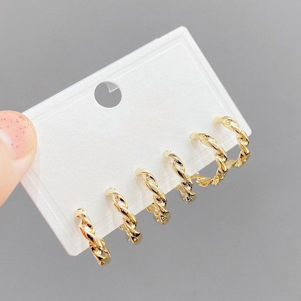 

hoop & huggie canner 2021 korean fashion twist ear rings for teens women delicate jewelry accesorios 6pcs/set bone pendientes mujer, Golden;silver