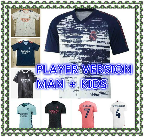 

2021 2022 real madrid fans player version hazard soccer jerseys modric sergio ramos asensio marcelo valverde football shirt kids kit, Black;yellow