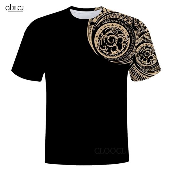 Cloocl viking tatuagem estilo polinésio 3D impresso mens camiseta harajuku verão manga curta casual unisex tops cair 210716