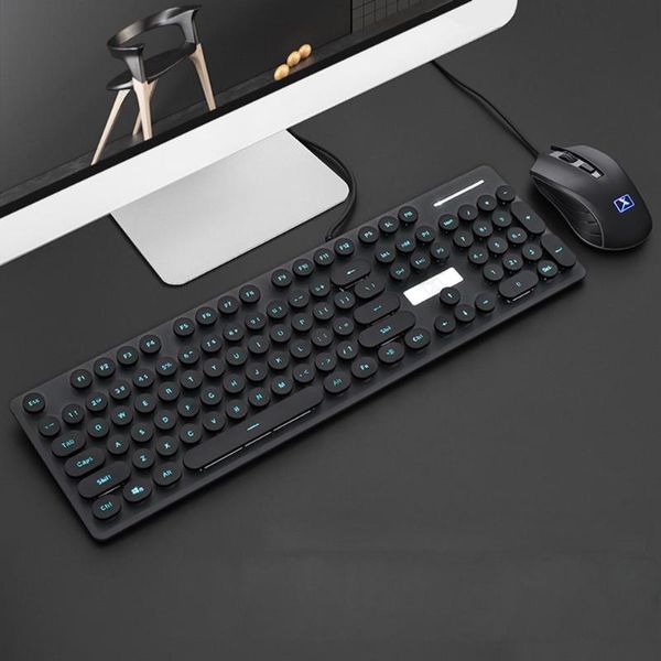 

gaming keyboard mouse combos usb wired keybord gamer kit waterproof led luminous multi-media set for pc