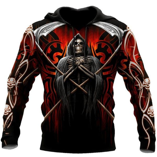 

men's hoodies & sweatshirts beautiful skull tattoo 3d all over print deluxe hoodie men sweatshirt zip pullover casual jacket tracksui, Black