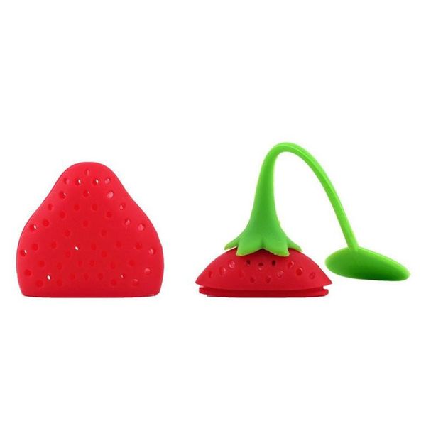 

infuser fruit strawberry silicone shape strainers strainer filter herbal spices leaf green red tea bag k468