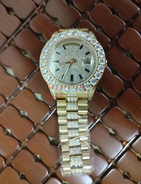 

luxury watch 43mm 228349 116300 full iced vs bigger diamond asia 2813 automatic sapphire glass classic mens watches real p, Slivery;brown