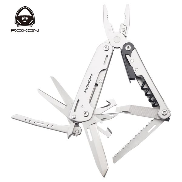 ROXON S801S Pinza multiuso 16 in 1-Coltello tascabile, forbici, tronchese, cacciavite, gruppo punte, strumento EDC, sopravvivenza, campeggio, 211110