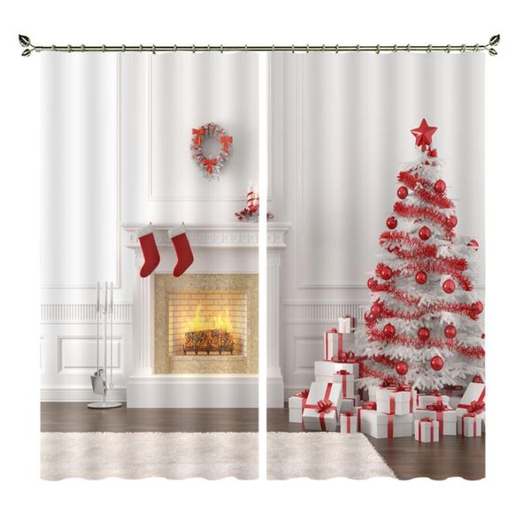 

curtain & drapes white christmas tree with red light ball ribbon custom blackout bedroom living room decoration window