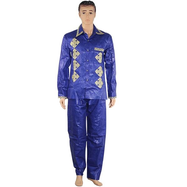 

20212021 dashiki african men clothes bazin riche african robes for men two pieces suit shirt with trouser set long pants, Red