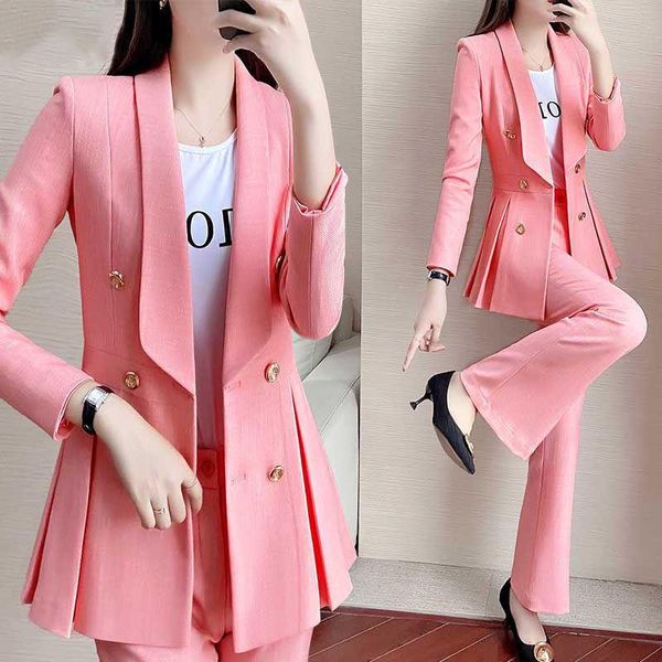 

women's tracksuits women 2021 autumn winter suit female casual blazer & high waist pant office lady notched jacket suits 2 pieces set a, Gray