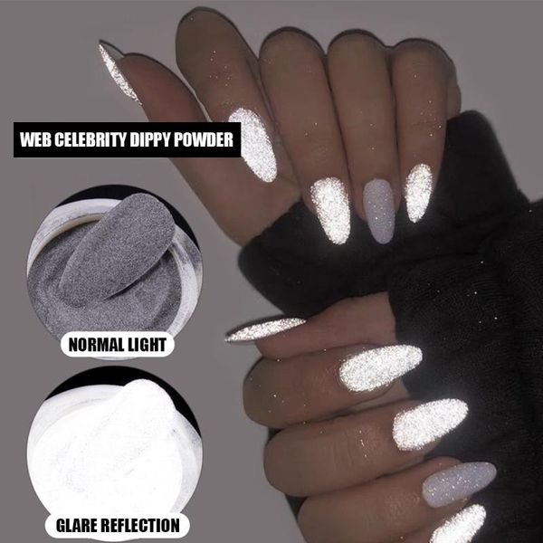 

nail glitter 20g reflective luminous powder for disco night party festival glass dipping shiny dust art decoration, Silver;gold