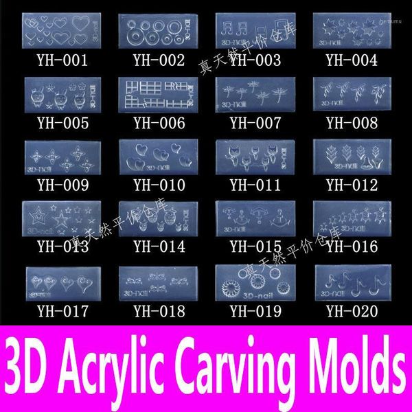 

wholesale-1piece 3d acrylic nail carving mold art template in 139 designs pattern decoration diy silicon gel for stickers wholesale1, White