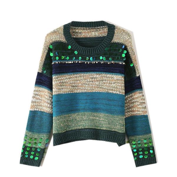 

women's sweaters 2021 winter sweater long sleeve green sequins fashion womens clothes pullover, White;black
