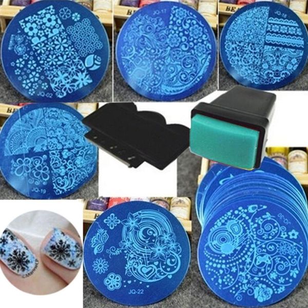 

nail art templates 10pcs stamp stencil stamping template plate set tool stamper manicure printing accessories, White