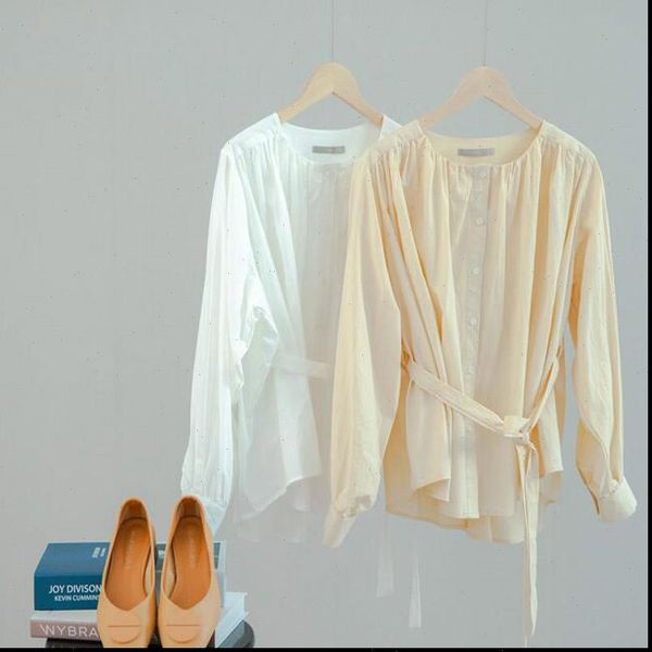 

white womens shirt cotton and blouses korean long sleeve cute shirts lolita sweet round neck women