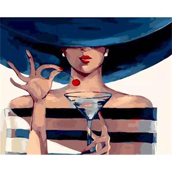

paintings paint by number girl hand painted painting art gift diy pictures numbers hat kits drawing on canvas home decor
