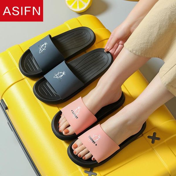 

slippers asifn women summer 2021 ins cute cartoon carrot couple home bathing non-slip indoor flip flop platform, Black
