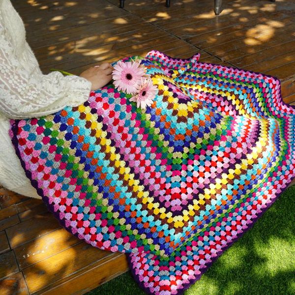 

blankets 110x110cm 100%arcylic handmade cushion scappa scarf carpet hand hooked fashion crochet blanket felt