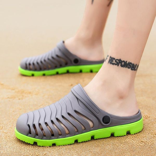 

sandals beach slippers with holes arrive breathable water shoes for men light sandalias outdoor summer chanclas, Black