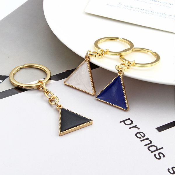 

car keychain triangle keychain creative key holder keyring key chain metal key ring auto accessories, Slivery;golden