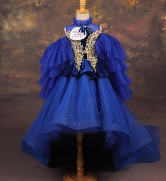 

long tail elegant costume super fairy children's blue dress skirt girls evening birthday princess ethnic clothing, Red