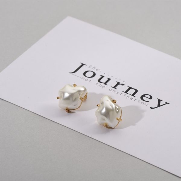 

design jewelry cream irregular earrings pearl frosted cloud marshmallow earrings 21 new, Golden