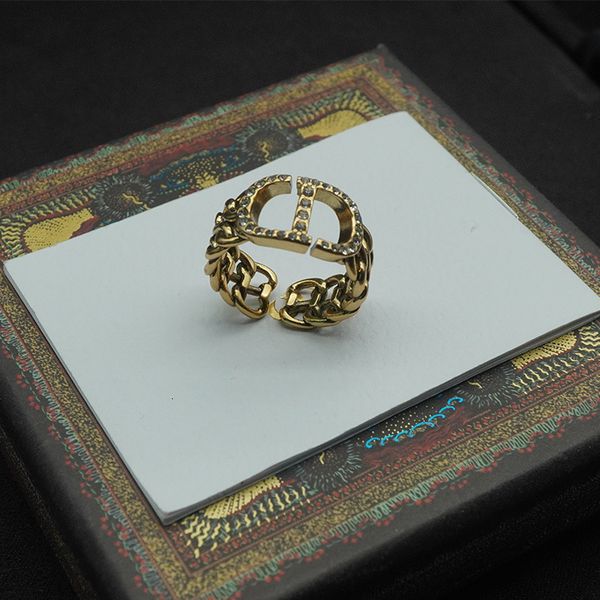 

designers luxury fashion d / di home fashion cd pig nose letter hollow braided rope opening women ring brass, Red;brown