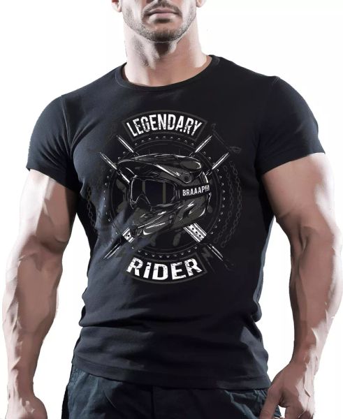 

Legendary Rider - Mens Mountain Dirt Extreme T-Shirt Motorcycles Biker, White;black