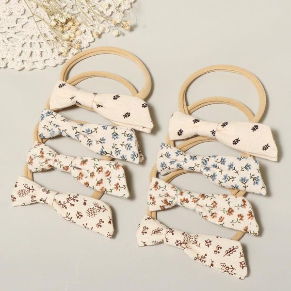 

hair accessories floral print hedabands kids baby hoop girls turban hairband bowknot infant headbands, Slivery;white