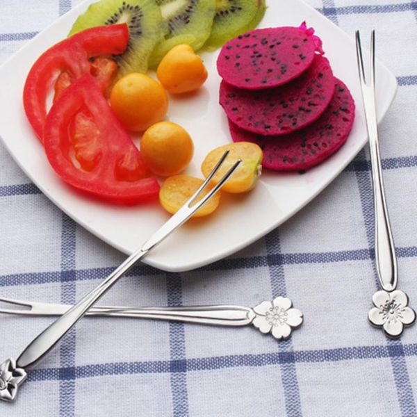 

forks 5pcs stainless steel fruit fork reusable tasting for dessert appetizer salad