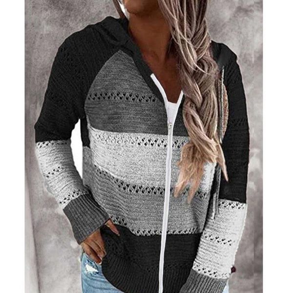 

women's knits & tees explosive style zipper hooded long-sleeved sweater cardigans casual v-neck long cardigan women, White