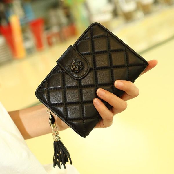 

wallets wallet women's short style graceful rhombus genuine leather, Red;black