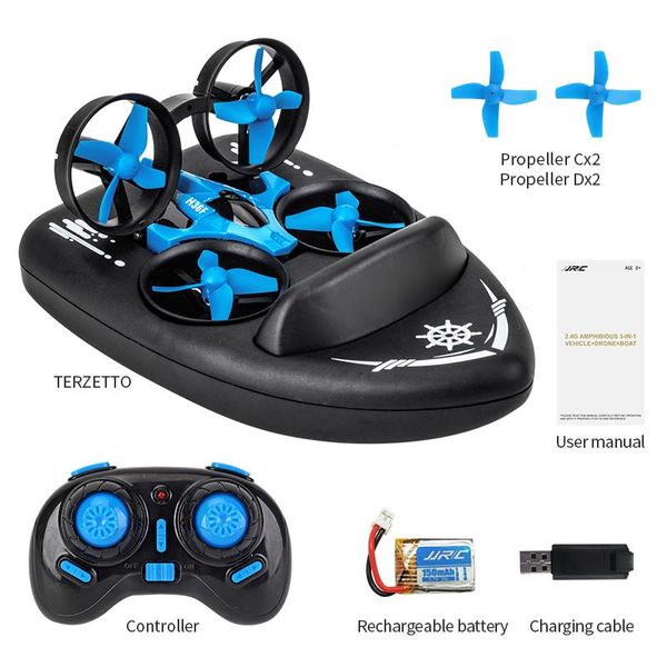 

drones 2.4g 3-in-1 rc quadcopter drone mini helicopter water-ground-air mode aircraft children dron toy gift headless