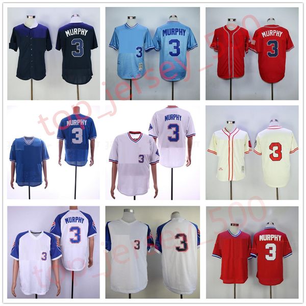 

men retror 1935 1974 1980 vintage baseball 3 dale murphy jersey retire flexbase cool base pullover stitched navy blue red white beige grey, Blue;black