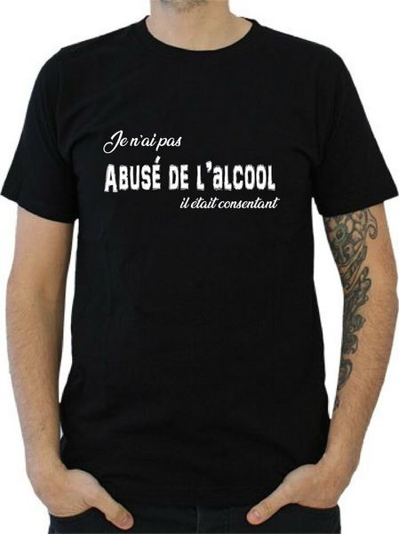 

mens t-shirt i do not abused alcohol he was willing, White;black