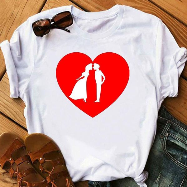 

women's t-shirt love women's printing short sleeve clothes tx9495, White