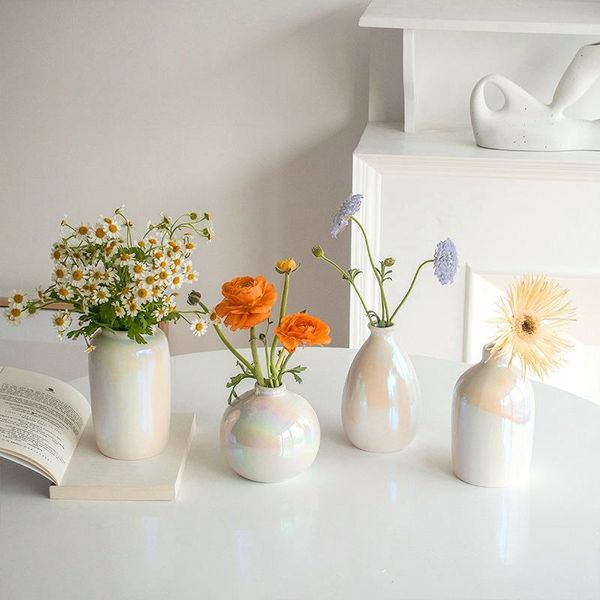 

vases home decor vase creative ceramic flower pearl luster design hydroponic deskornaments plant container