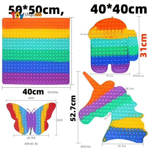 

50cm 40cm big size fidget toys push bubble for schoolbag board pendant stress relief toy kids anti-stress plus
