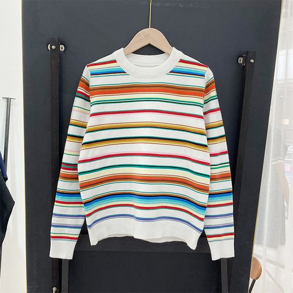 

sweater 2021 women's rainbow striped knit pullover t6bd, White;black
