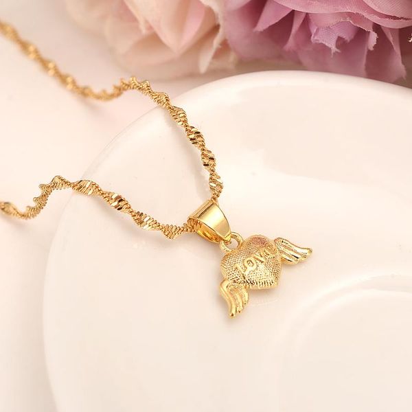 

charms fashion necklace gold color wing love heart pendant necklaces elegant cute party gift jewelry for women, Bronze;silver