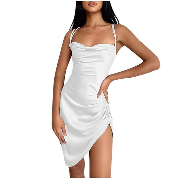 

halter women's fashion solid color strap wrapped chest back lace up style dress sheath comfortable party above knee casual dresses, Black;gray